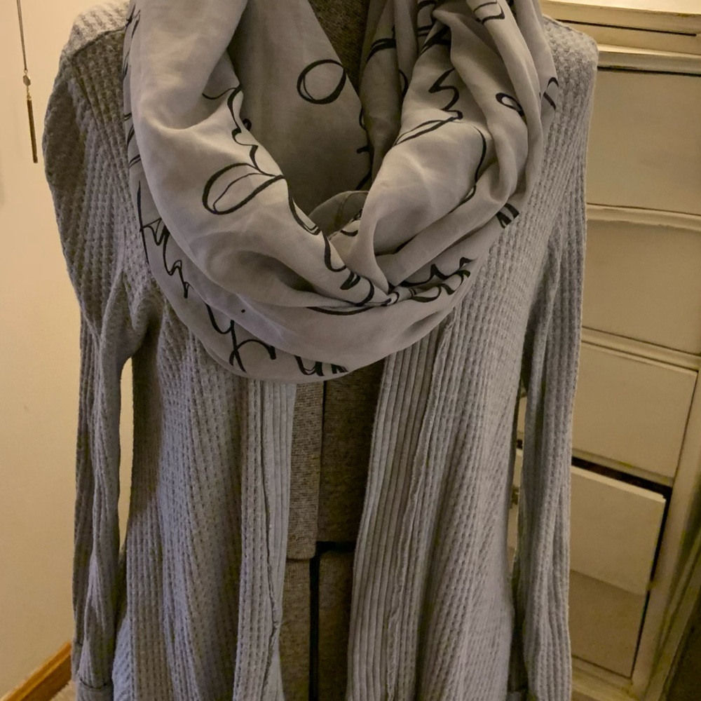 Grey cotton open front Light weight sweater